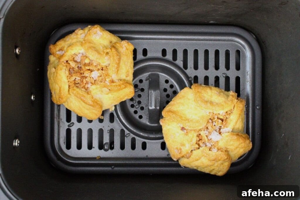 place frozen trader joes apple blossom in air fryer basket
