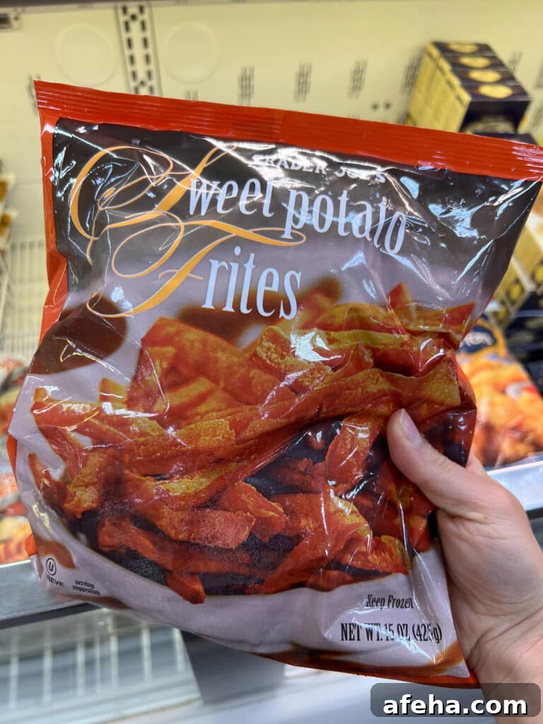 Bag of frozen sweet potato fries from Trader Joe's