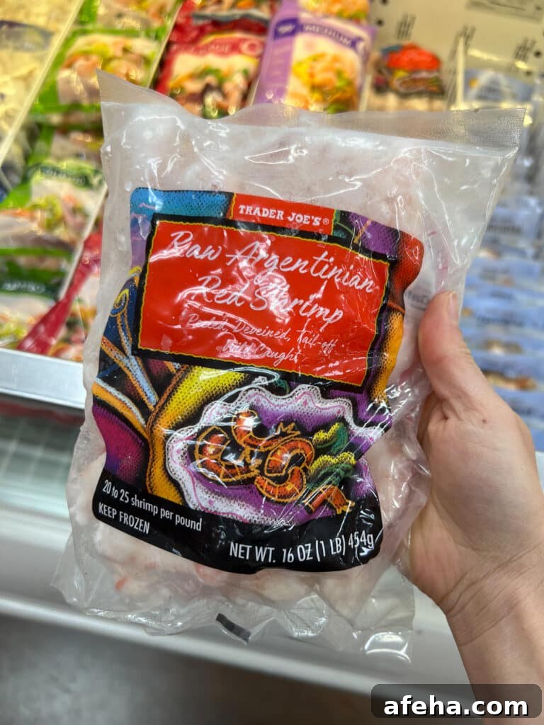 Bag of frozen wild caught Argentinian red shrimp