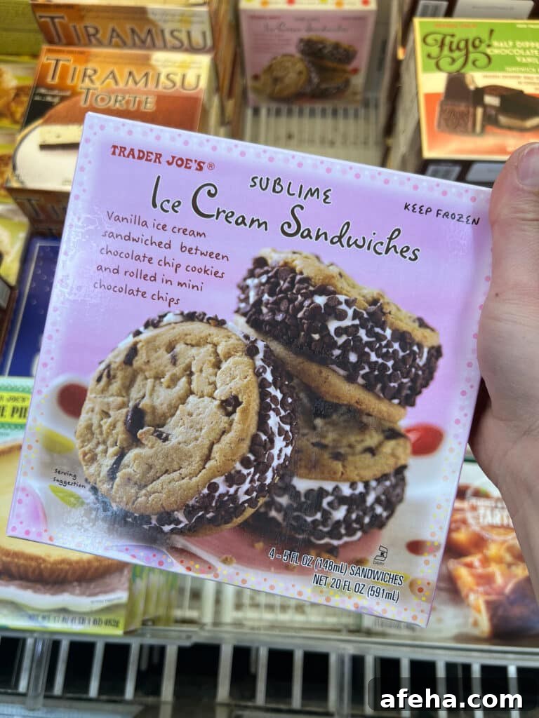 Box of Trader Joe's ice cream cookie sandwiches