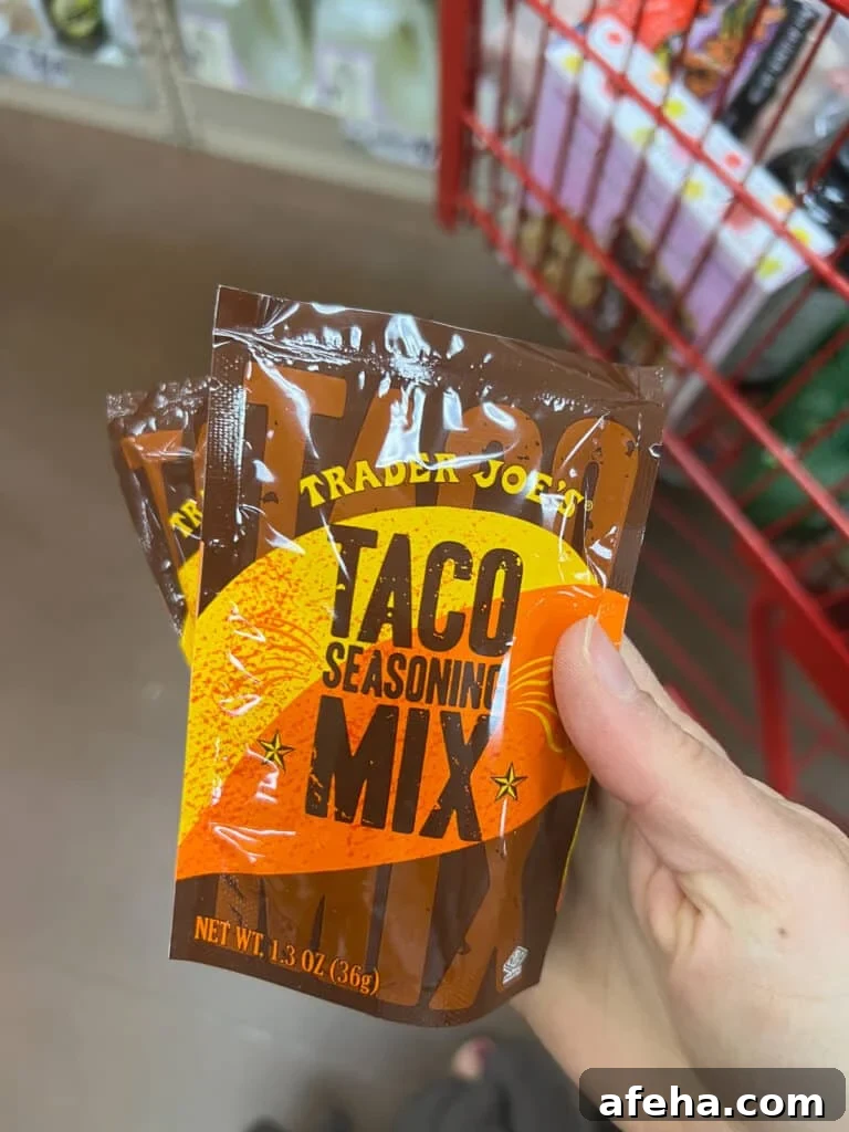 Packets of Trader Joe's taco seasoning
