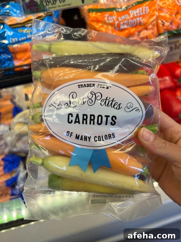 Trader Joe's Les Petites carrots- yellow, orange and purple multicolored carrots