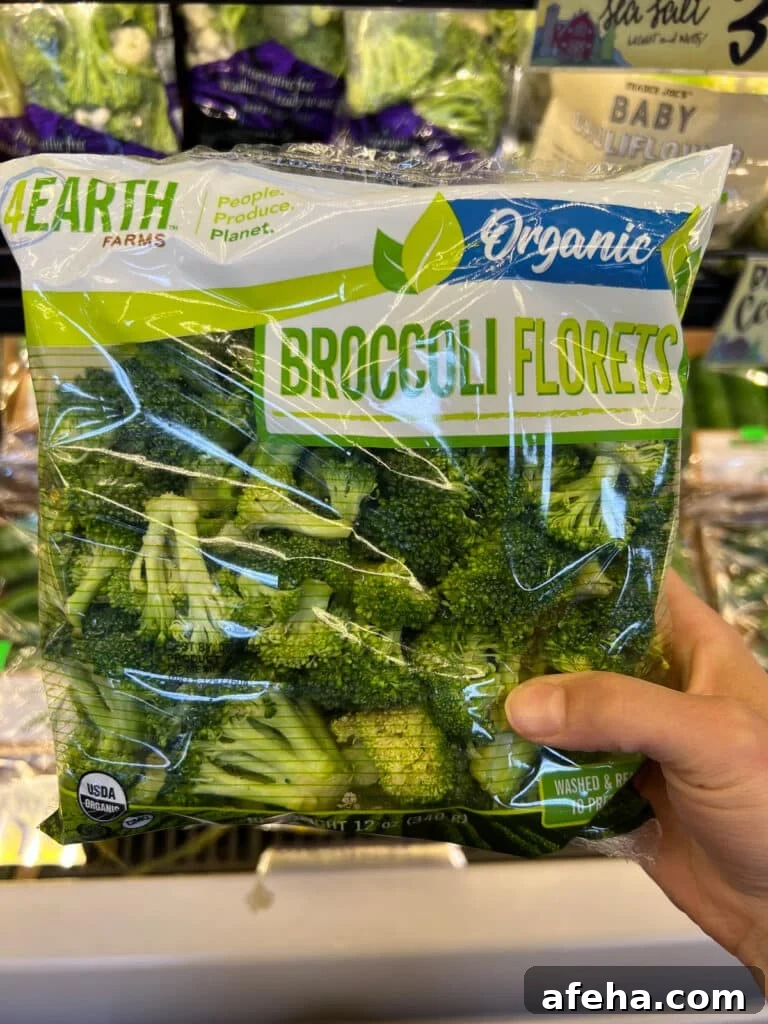 bag of organic broccoli florets