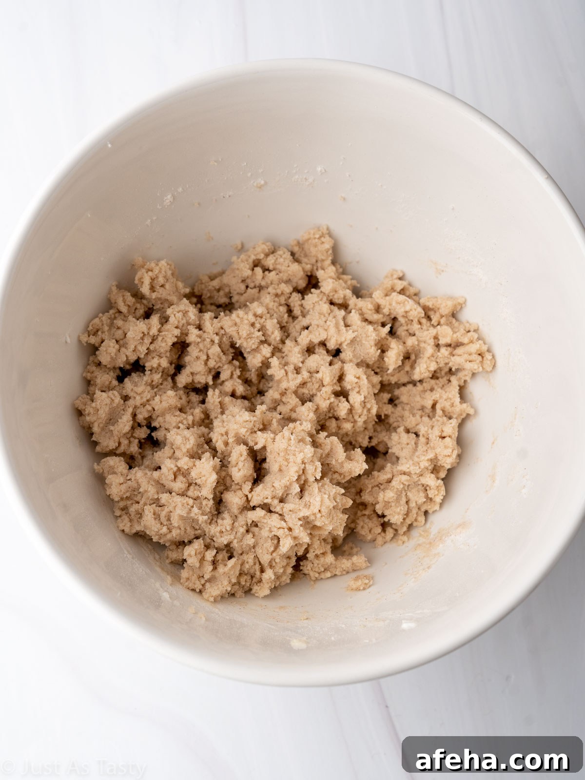Snickerdoodle cookie dough in a bowl.