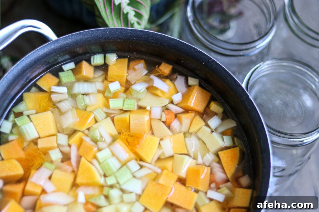 Making Butternut Squash Soup Base for Canning