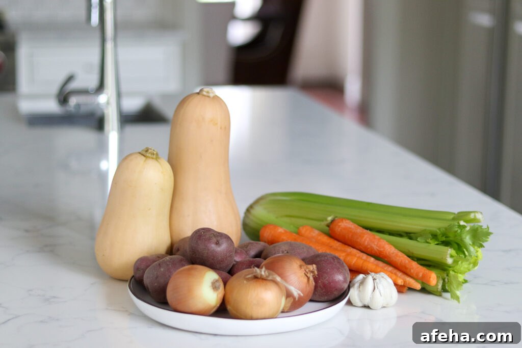 Butternut Squash Soup Base Ingredients Prep