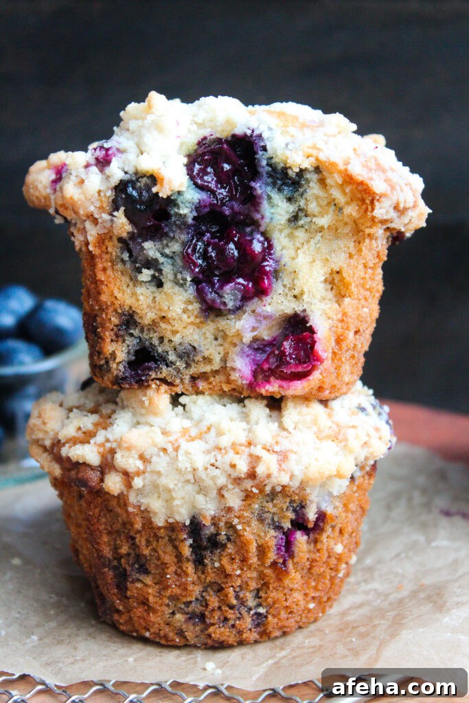 Bakery-Style Sour Cream Blueberry Muffins Recipe 4 Freshly baked blueberry muffins