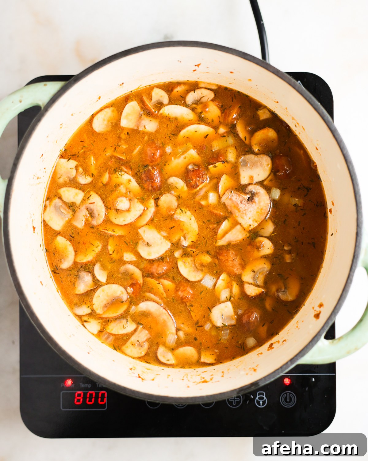 broth added to gumbo