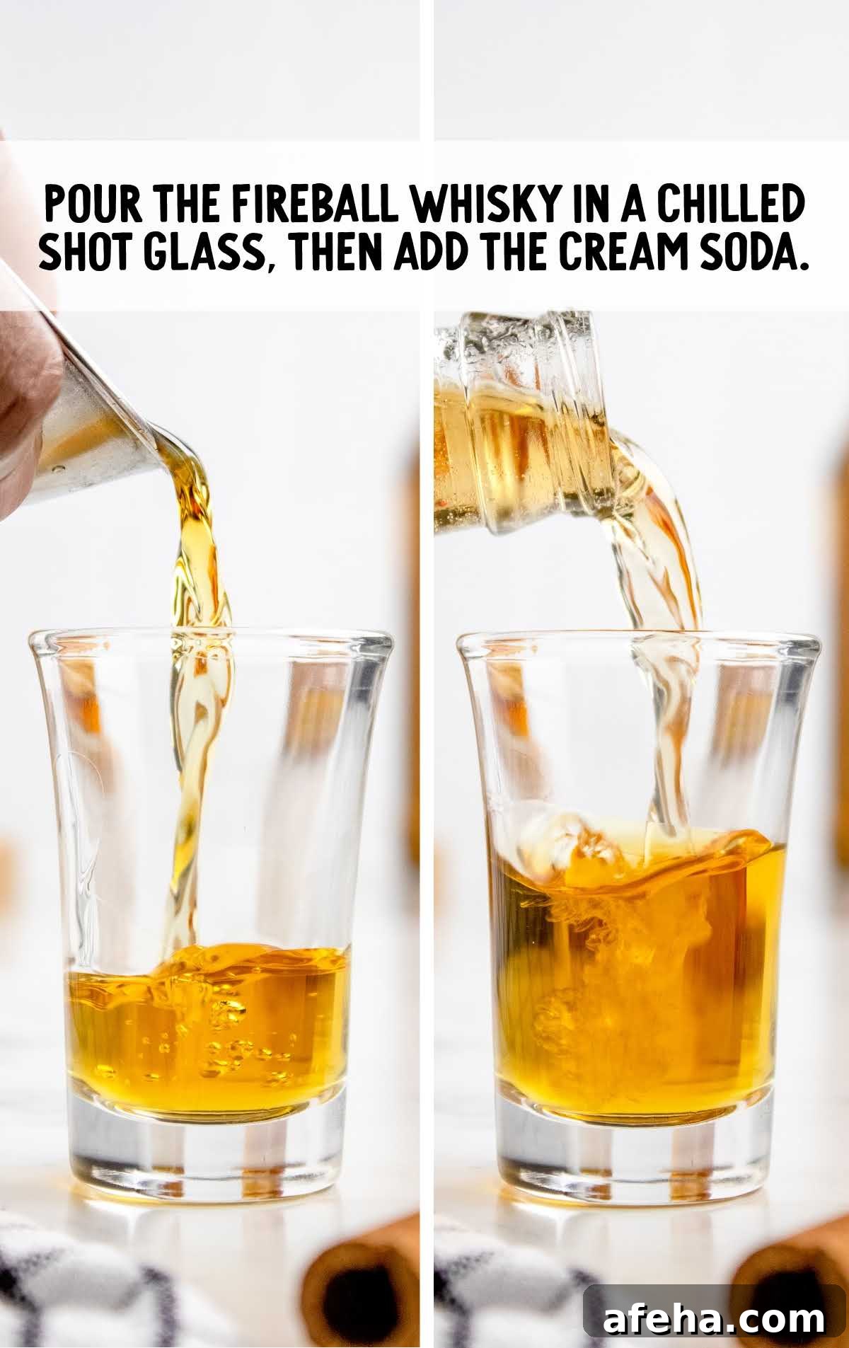 fireball whisky poured in a glass then add cream soda