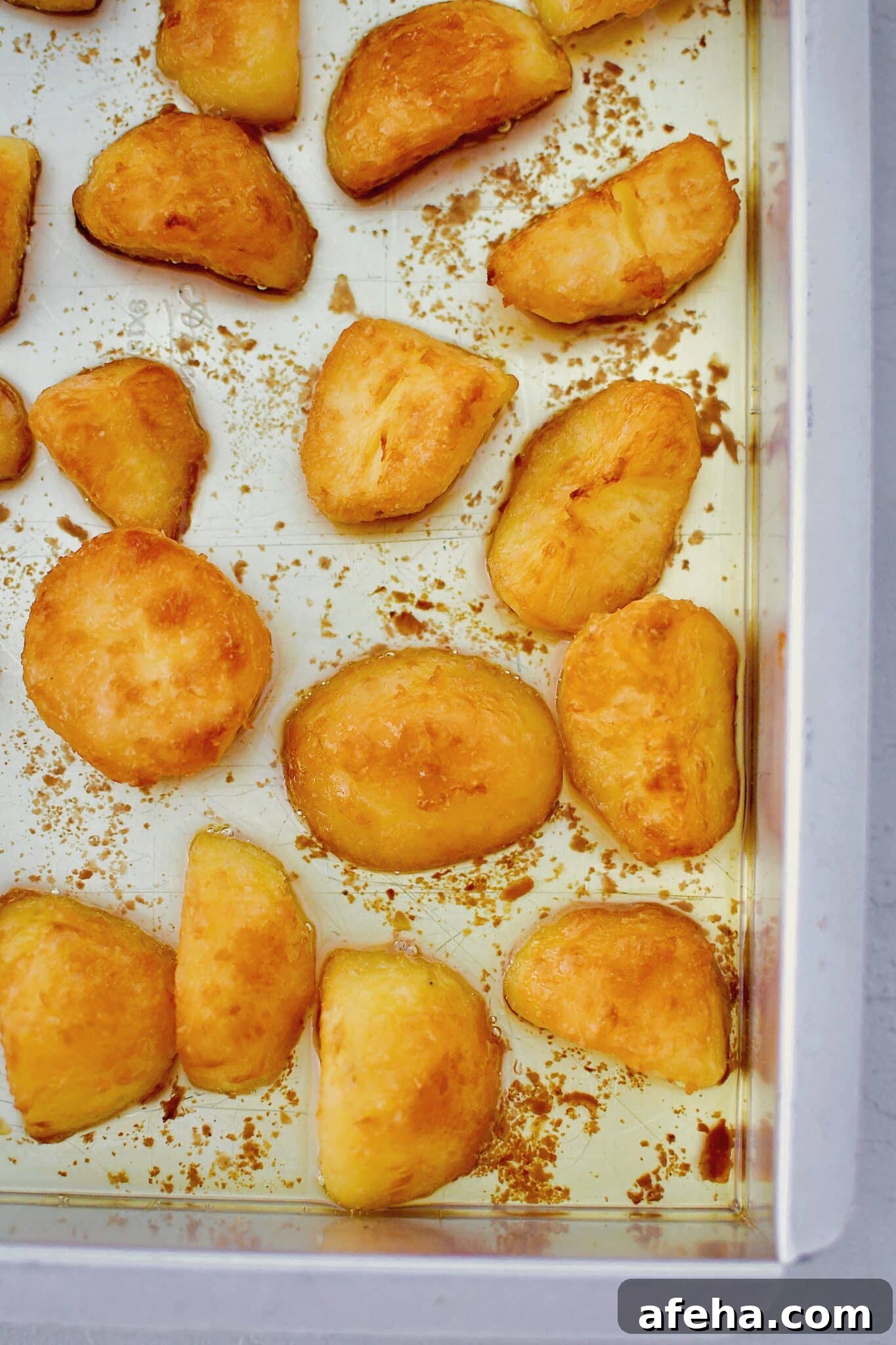 Potatoes after cooking, crisped on all sides.