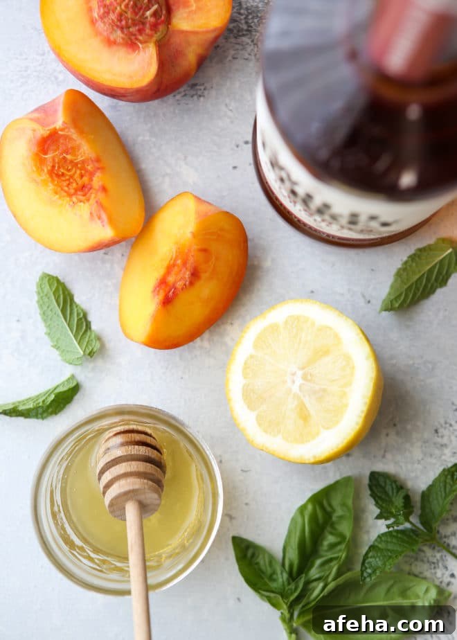 Just 5 ingredients for this grilled peach whiskey smash!