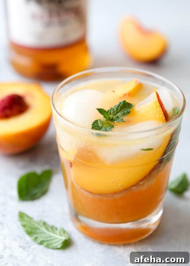 Just 5 ingredients for this grilled peach whiskey smash!