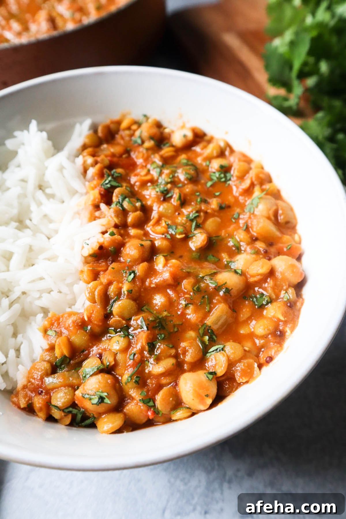 Vegan chickpea lentil curry