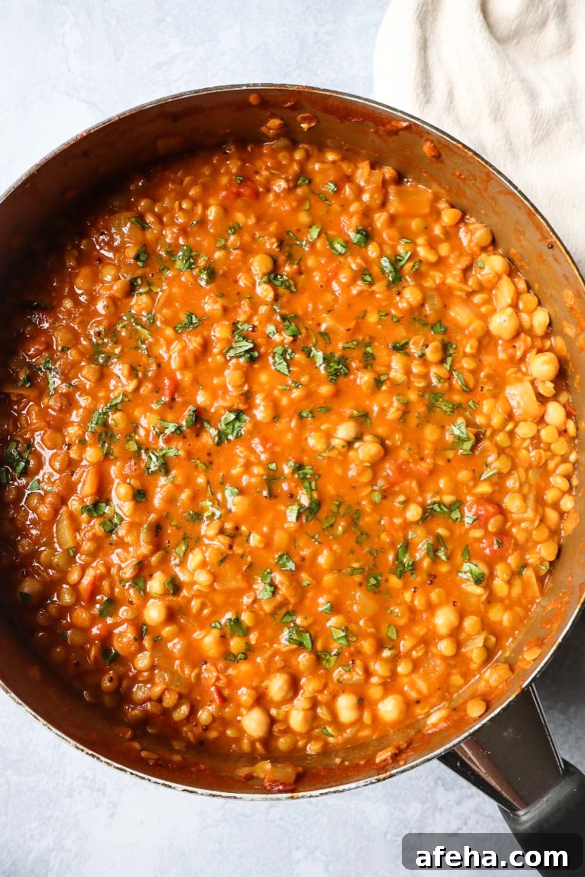 Cooking chickpea lentil curry