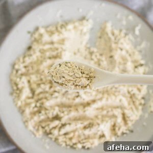 Homemade Ranch Seasoning mixture and a spoonful of Ranch mixture above.