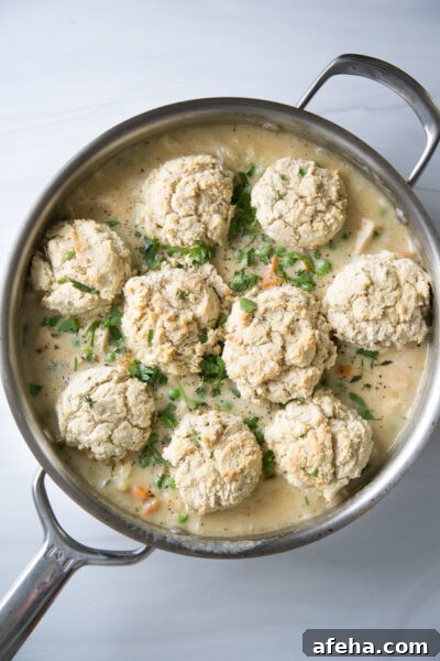top with biscuits and bake until golden
