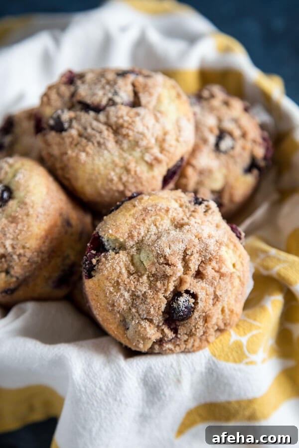 Blueberry muffins in a basket