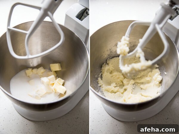 Creaming butter and sugar in a stand mixer