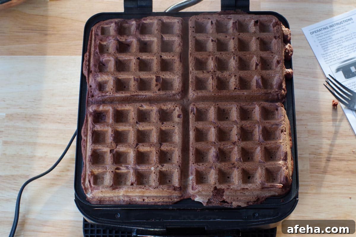 waffles cooked on waffle maker