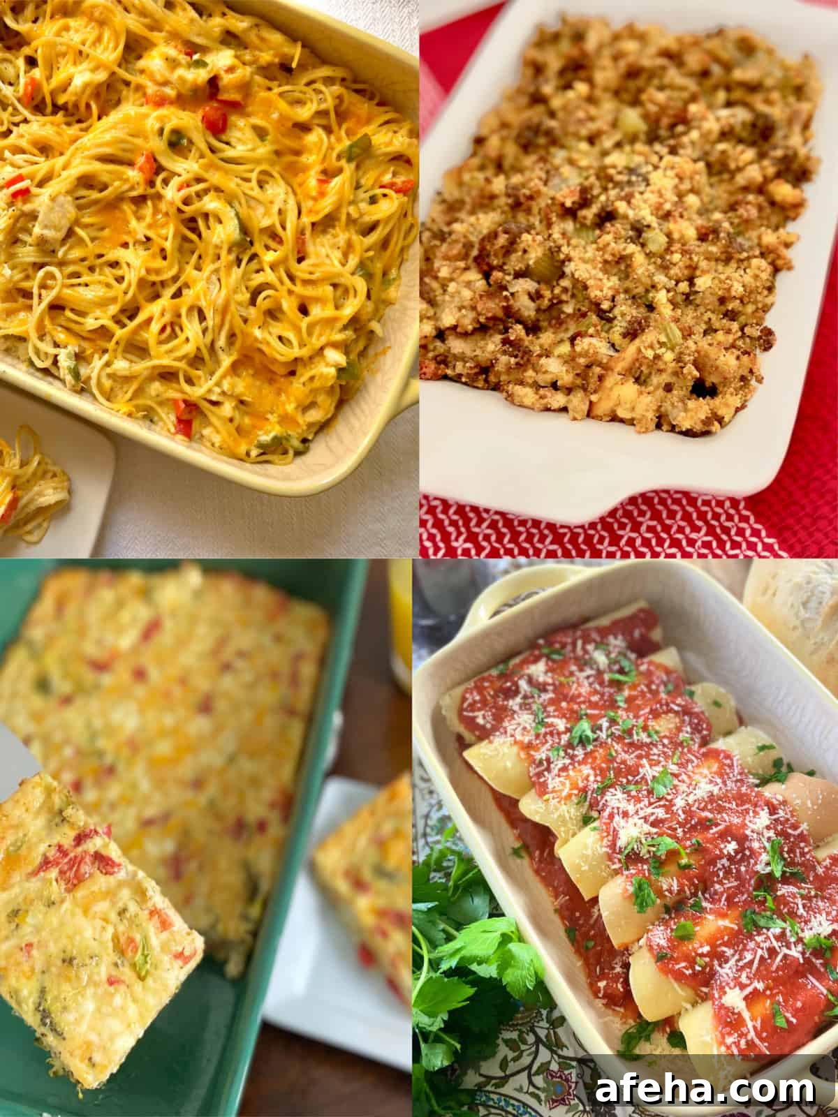 Collage of four Southern casseroles.
