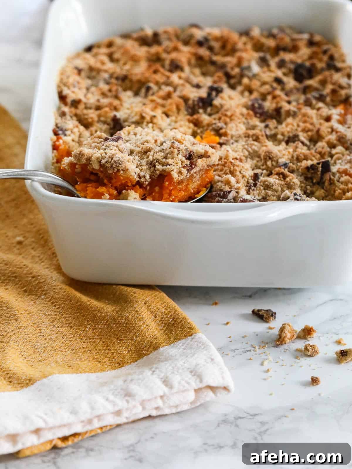 Sweet potato casserole with pecan topping