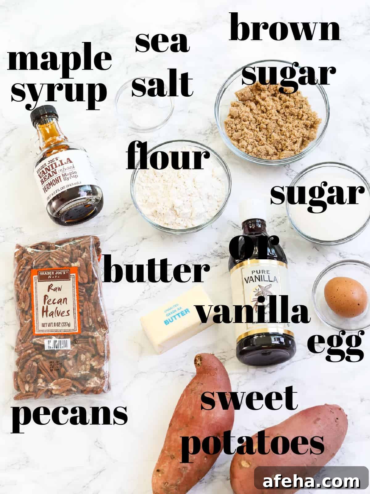 Ingredients for sweet potato casserole