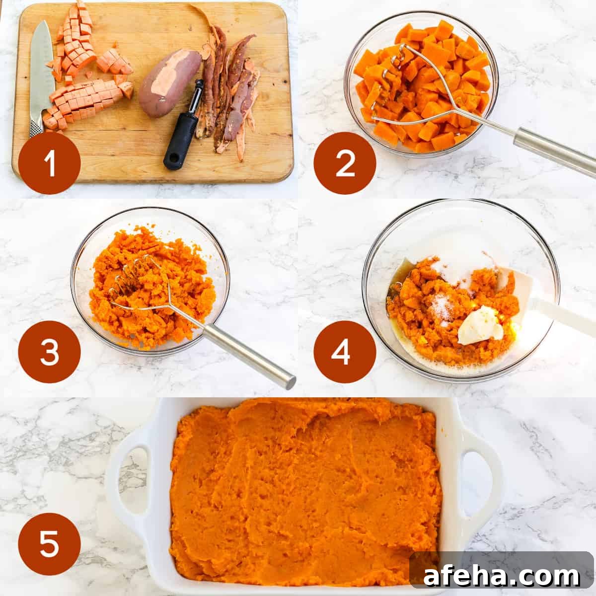 Process shot of sweet potato casserole
