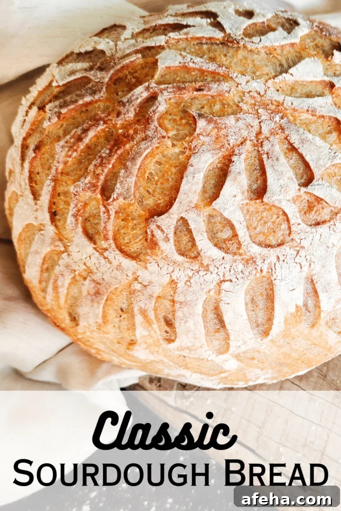 classic sourdough bread with text