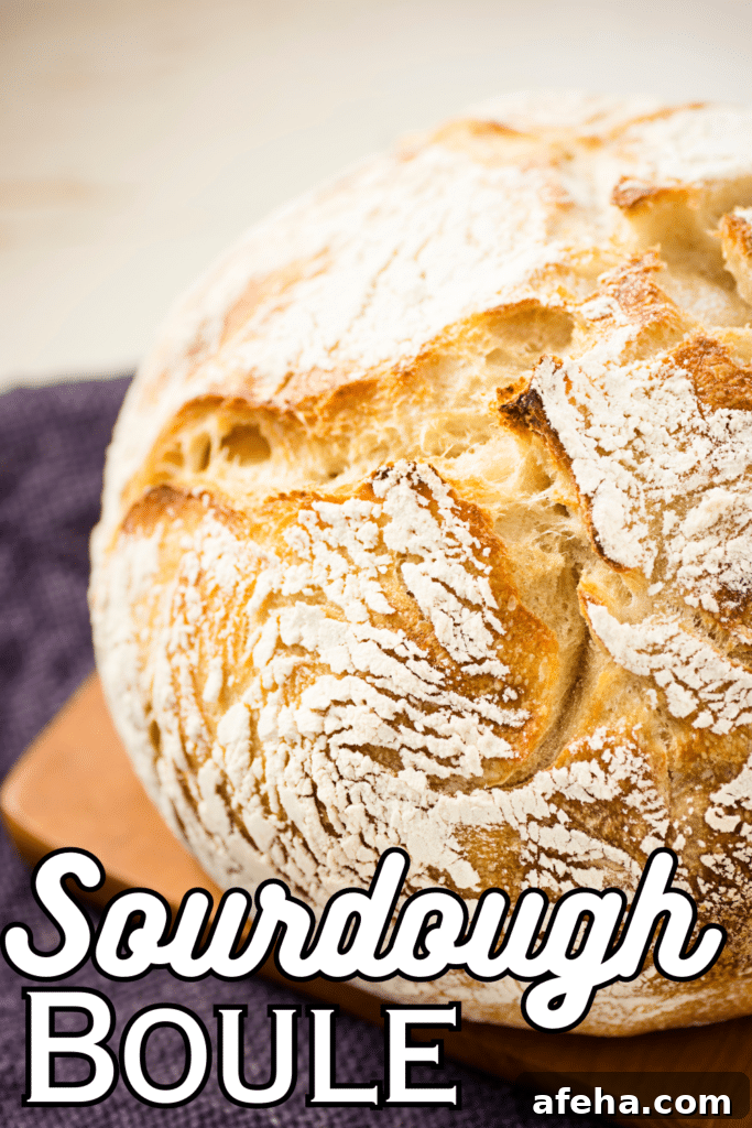 sourdough boule with text