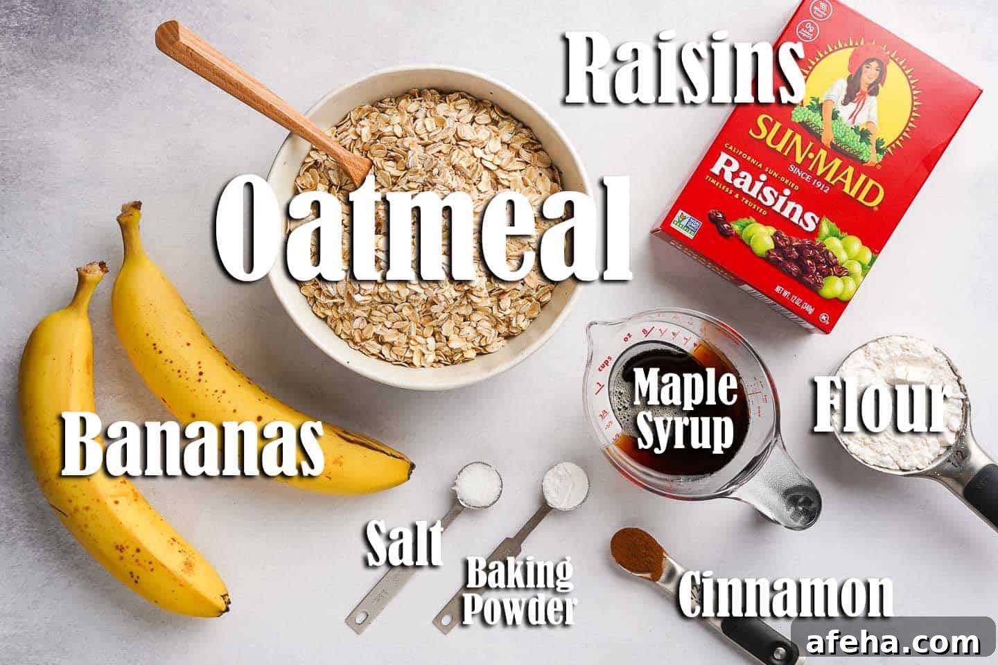 Easy Oatmeal Raisin Breakfast Bars Ingredients on Counter