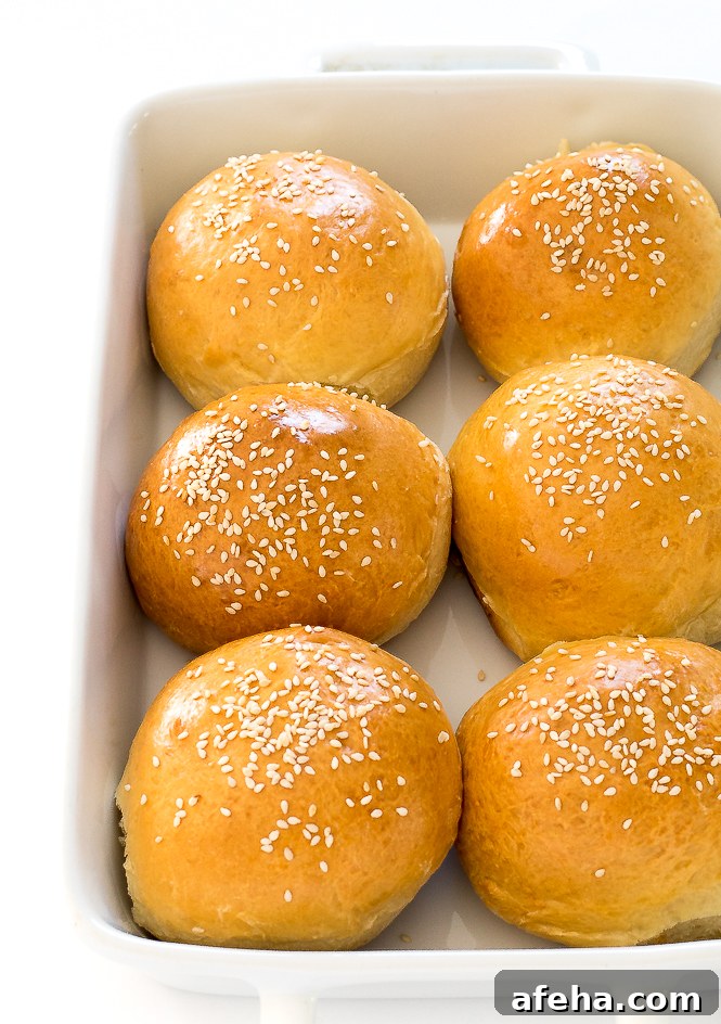 Homemade Burger Buns in a white dish.