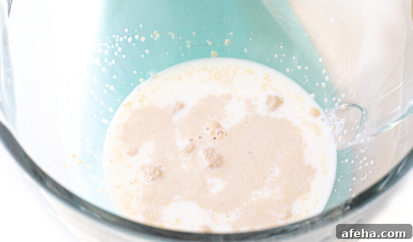 blooming yeast in warm milk