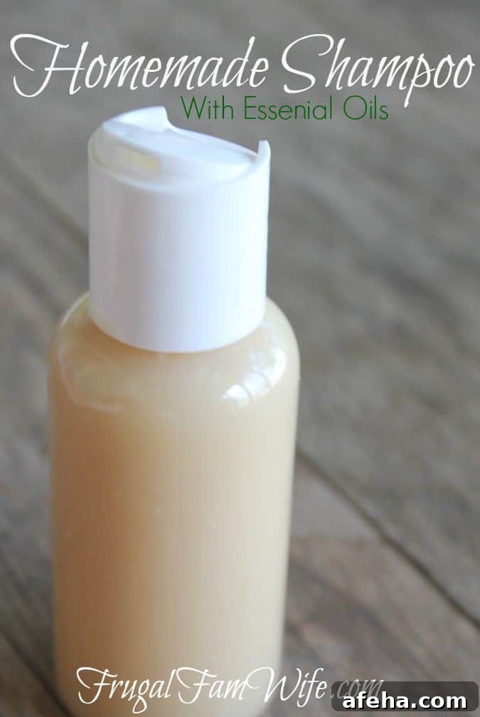 Image shows a close up of a bottle of shampoo, with text that reads 