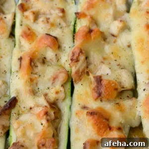 Chicken Alfredo Zucchini Boats
