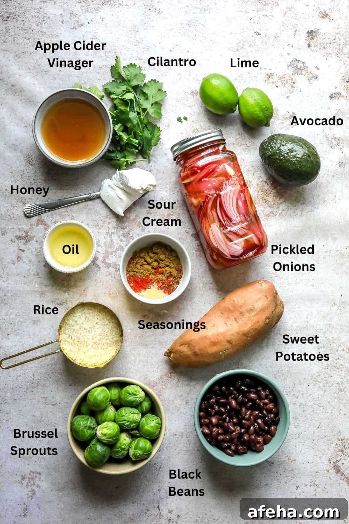 Ingredients needed to make this recipe on a counter overhead photo.