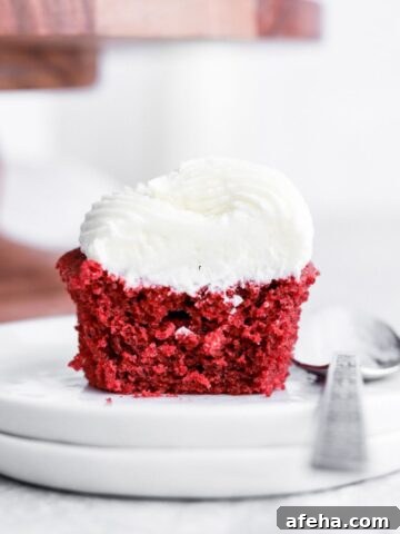 Red velvet cupcake with cream cheese frosting