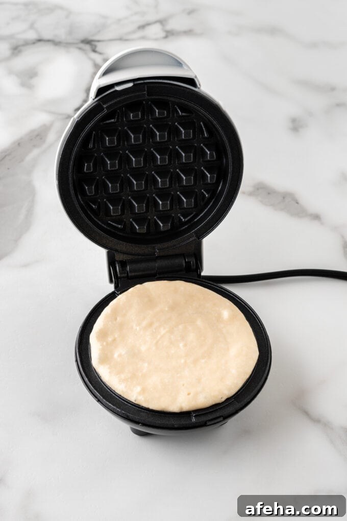 waffle batter spread smooth in dash mini waffle maker
