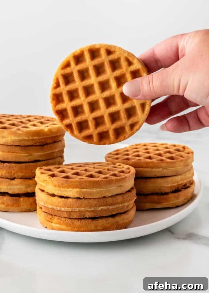 hand holding mini waffle