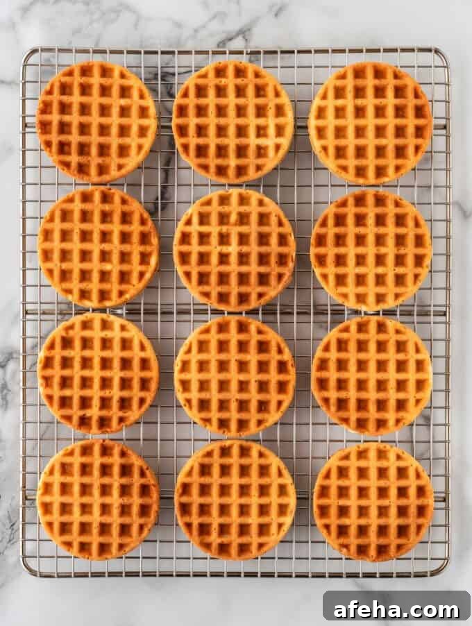 12 mini waffles on wire rack