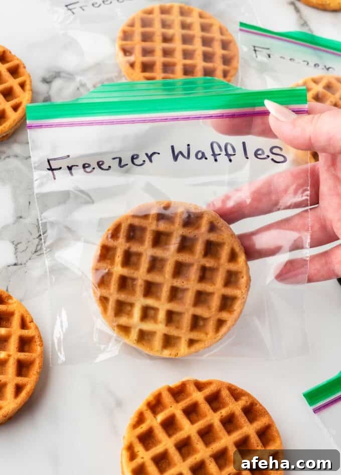 homemade eggo waffle in freezer bag