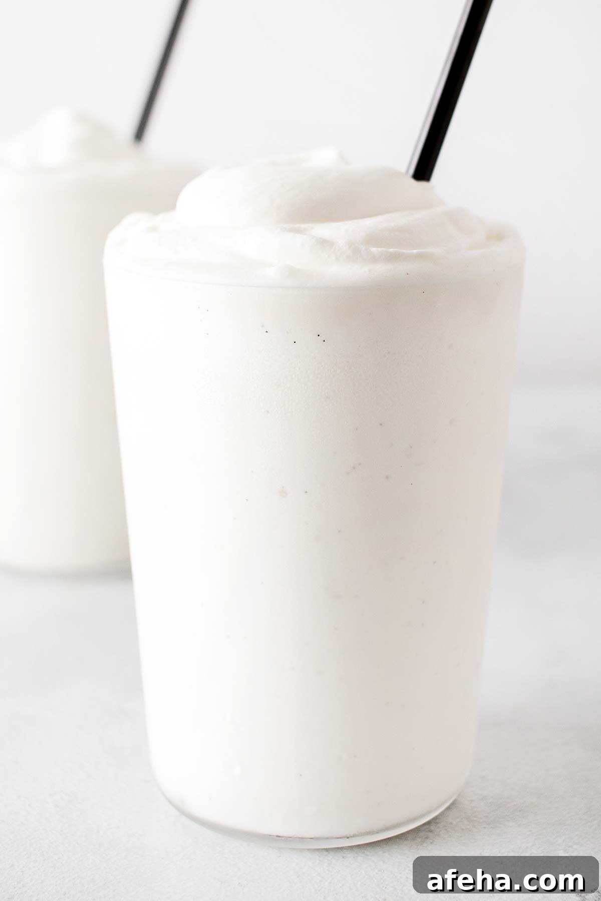 Vanilla bean Frappuccinos with whipped cream.