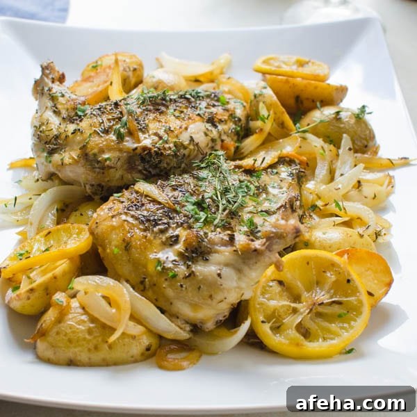Pan Roasted Chicken Breasts with Dijon Sauce on a platter.