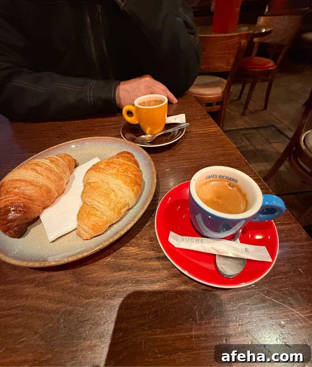 Spresso and Croissant in Paris France