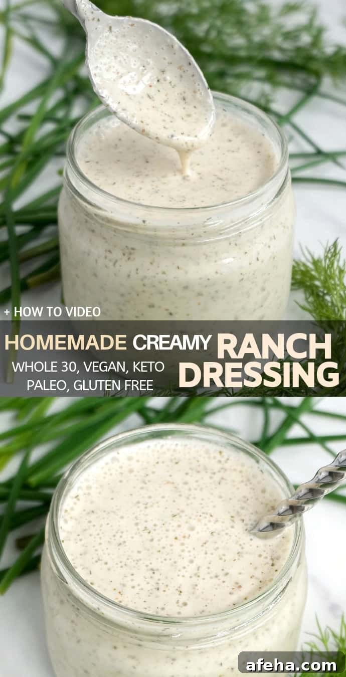 Dairy Free Vegan Ranch Dressing – easy, dairy free, low carb, keto, clean eating, paleo and whole30 approved. 