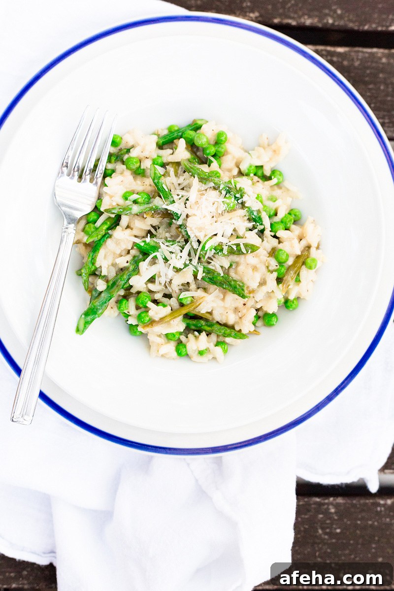 spring risotto with asparagus and peas