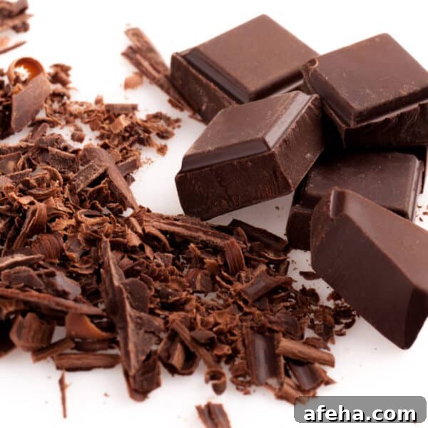 Some chocolate pieces and chocolate shavings.