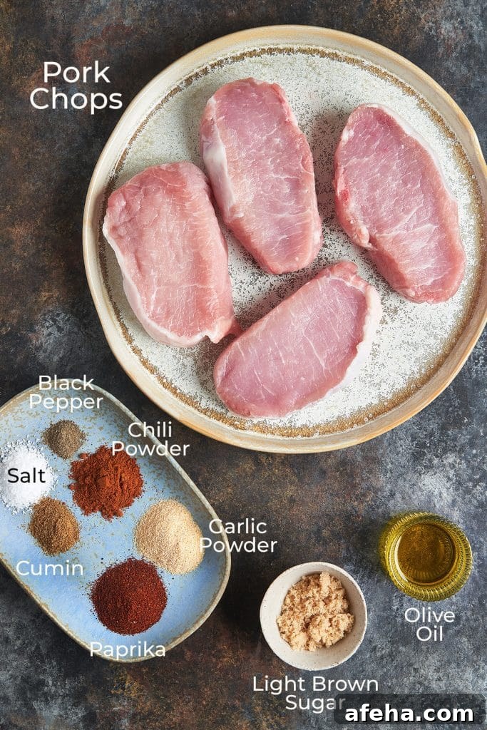 Ingredients for air fryer pork chops