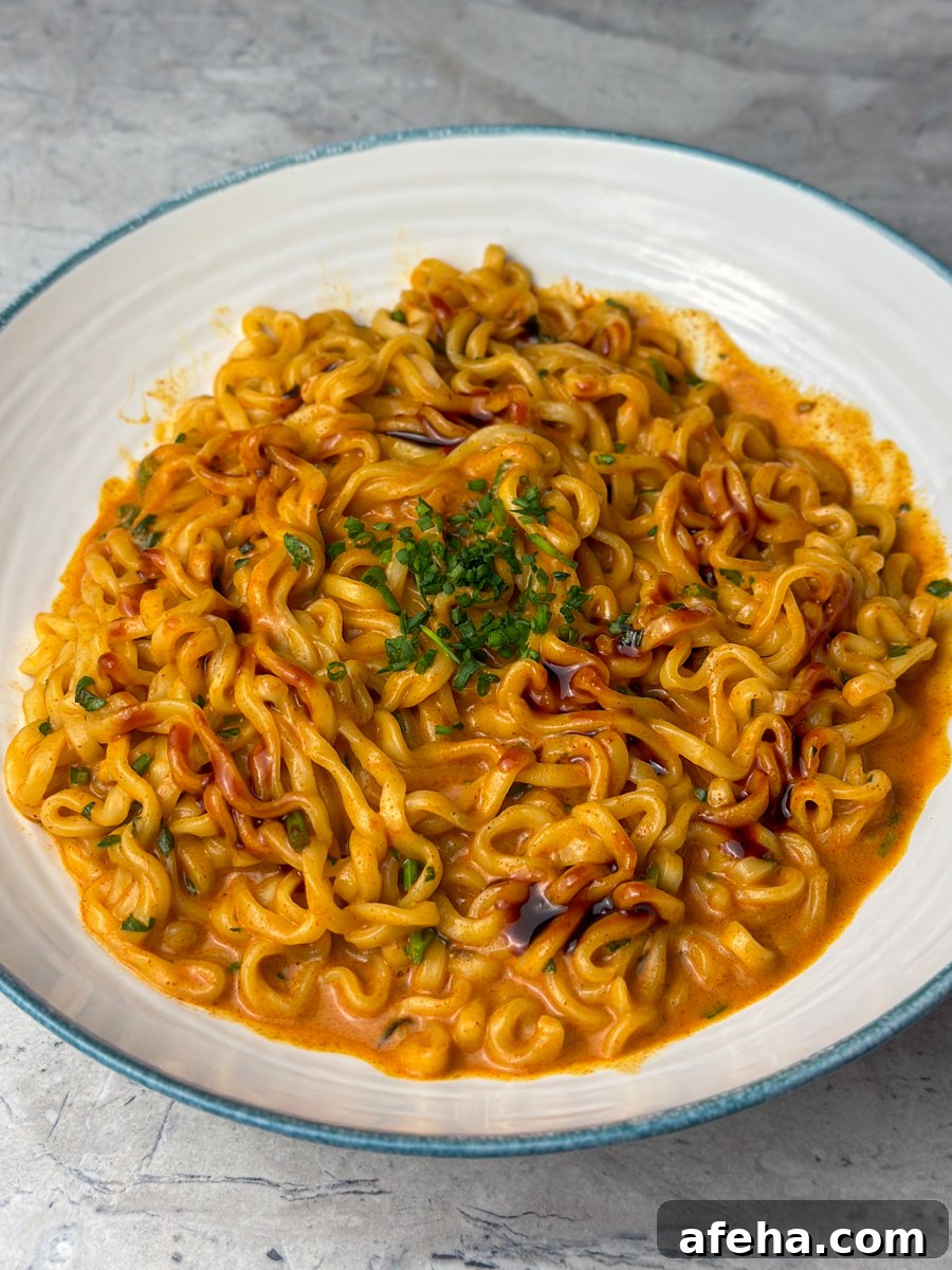 Spicy Buldak Ramen Recipe: Fiery Korean Fire Noodles Tutorial 8 finished buldak ramen