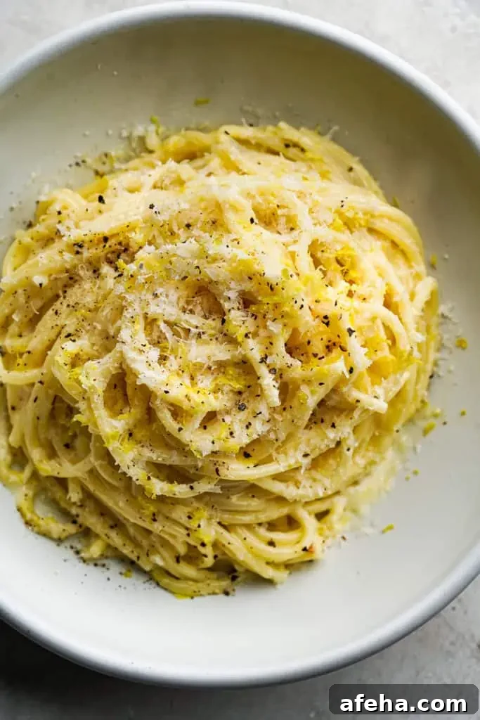 pasta al limone overhead