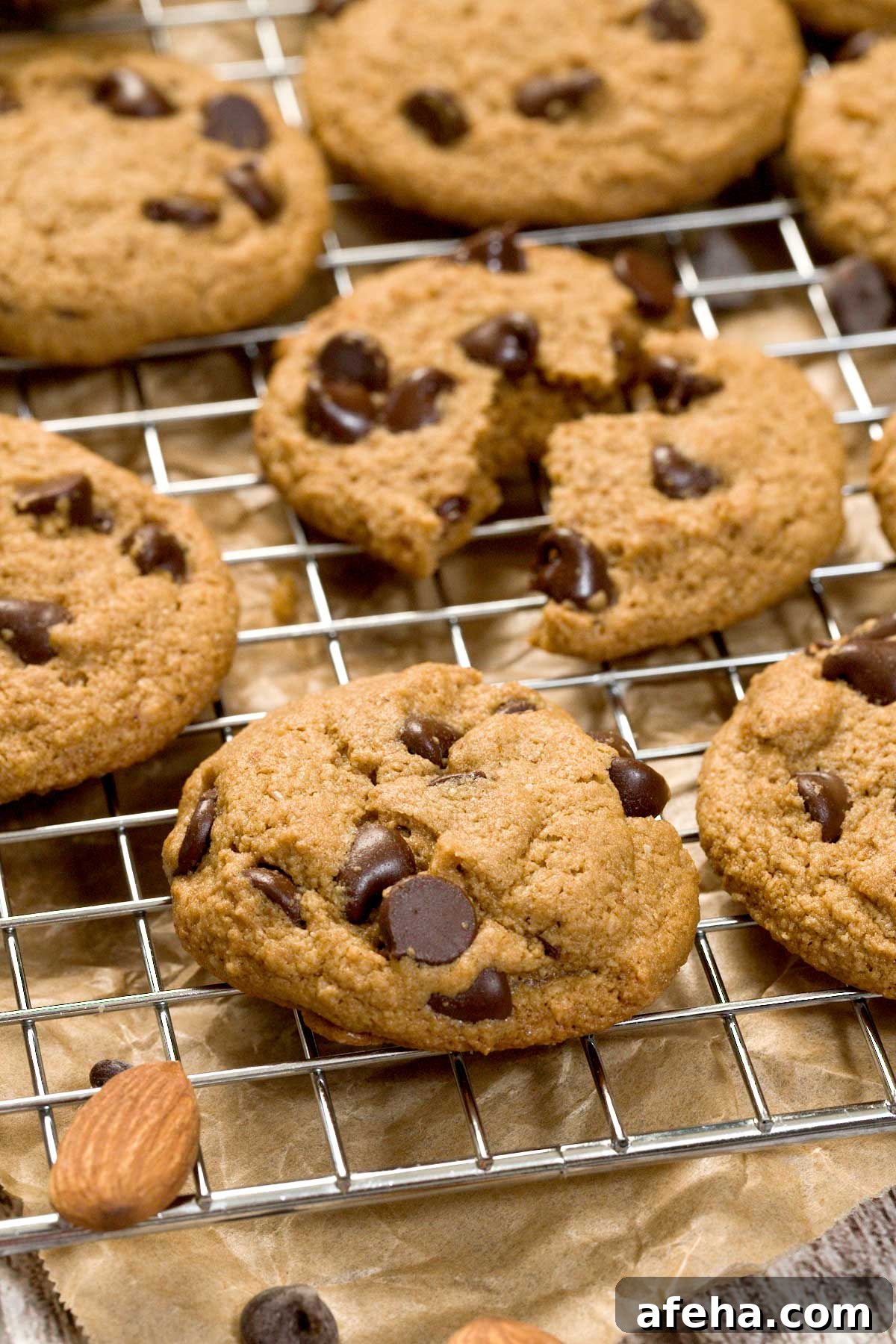 Gluten free Nestle Tollhouse copycat chocolate chip cookies on a cooling rack.